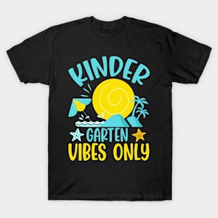 Back To School Kindergarten Vibes Retro Teacher Kids Sunset T-Shirt